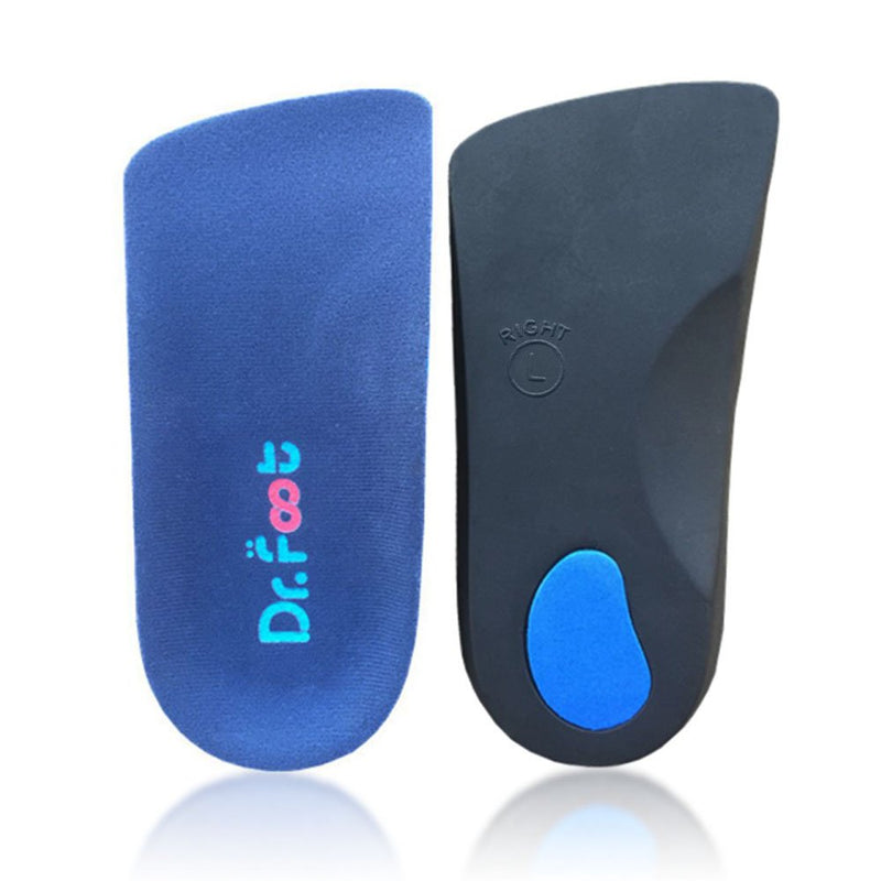 [Australia] - Dr. Foot's 3/4 Length Orthotics Insoles - Best Insoles for Corrects Over-Pronation, Fallen Arches, Fat Feet - Plantar Fasciitis, Heel Spurs and Other Foot Conditions -1 Pair(L - W11-12.5 | M9.5-11) Large (Pack of 1) Blue + Black 