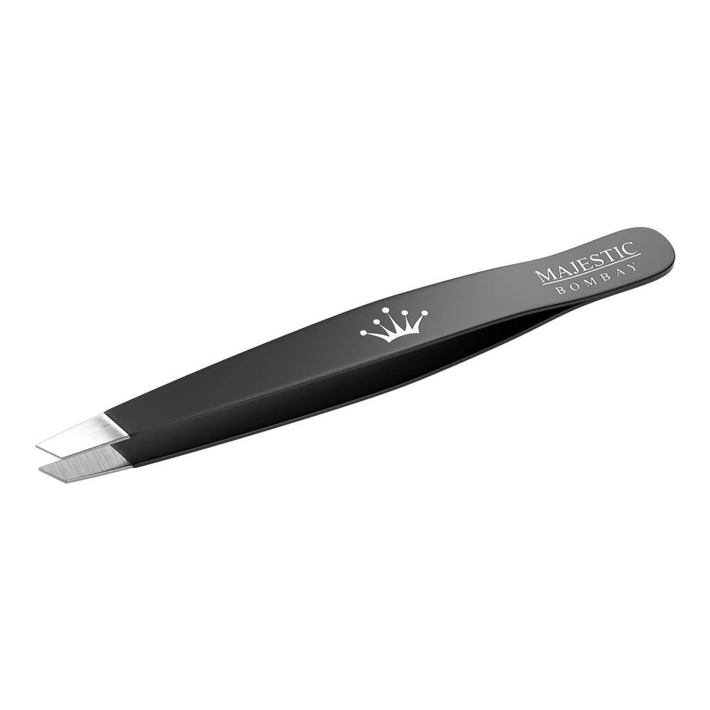 [Australia] - Professional Stainless Steel Slant Tip Tweezer For Men & Women - The Best Precision Eyebrow Tweezers Pluckers For Shaping Eyebrows & Hair Removal -Slanted Twizzers/Plucker- Brow Plucking black 