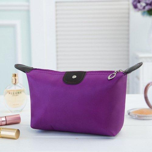 [Australia] - AKOAK Multi-functional Waterproof Nylon Cosmetic Bag Storage Makeup Bag Casual Purse Cosmetic Case Portable Travel Bags Wash Gargle Bag Dumplings Bag (Purple) 