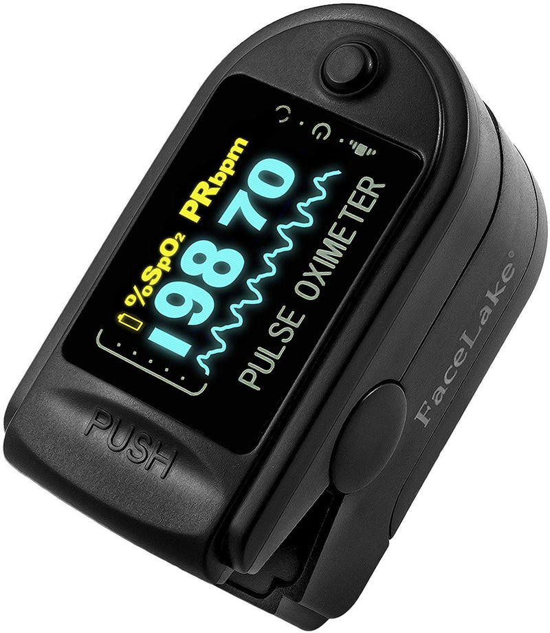 [Australia] - Facelake FL-350 Pulse Oximeter with Carrying Case & Batteries & Lanyard, Black 