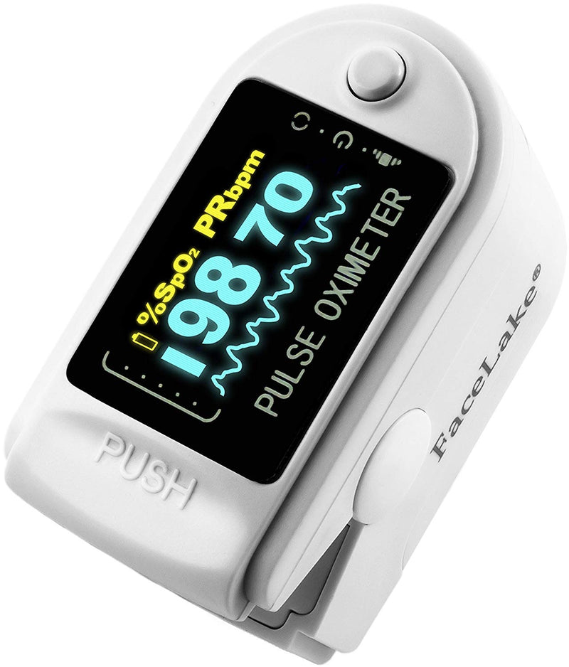 [Australia] - Facelake FL-350 Pulse Oximeter with Carrying Case & Batteries & Lanyard, White 