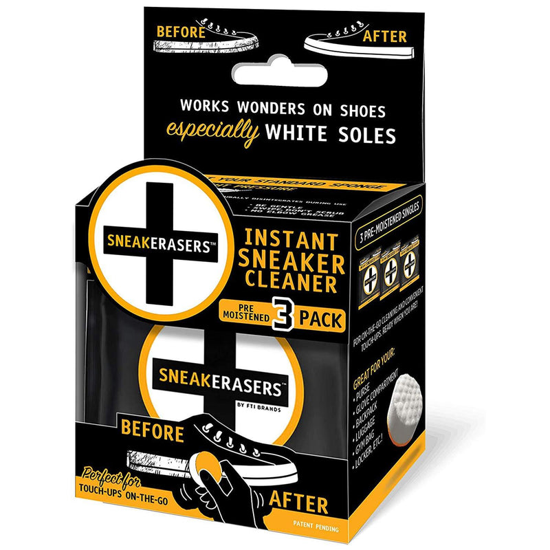 [Australia] - SneakERASERS Instant Sole and Sneaker Cleaner, Premium Pre-Moistened Dual-Sided Sponge for Cleaning & Whitening Shoe Soles 3 
