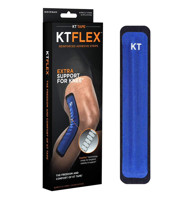 [Australia] - KT Tape KT Flex Reinforced Adhesive Strips for Knees, 8 Pre cut 10 inch Strips, Blue 