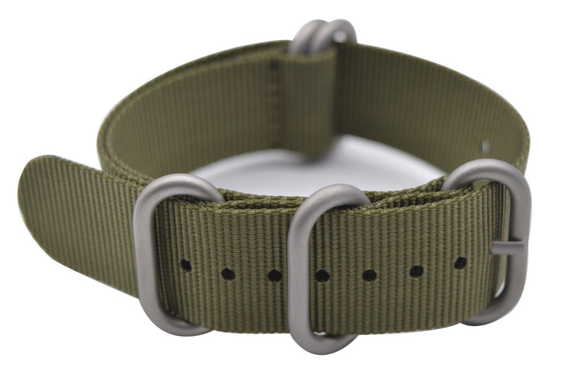 [Australia] - ArtStyle Watch Band with Colorful Nylon Material Strap and Heavy Duty Brushed Buckle Armygreen 18mm 