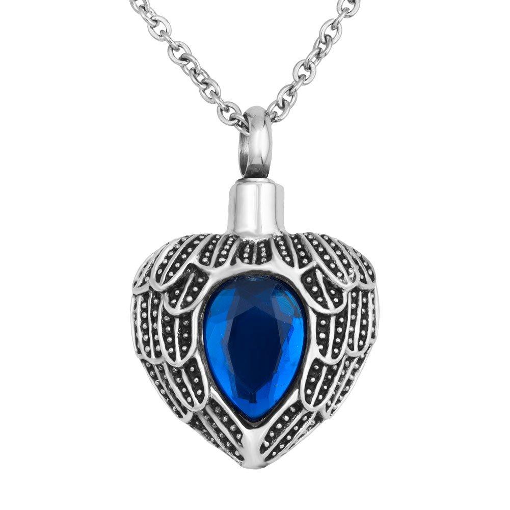 [Australia] - Lantern Low Cremation Jewelry Urn Necklaces for Ashes Heart Crystal Keepsake Pet Memorial Pendants Blue 