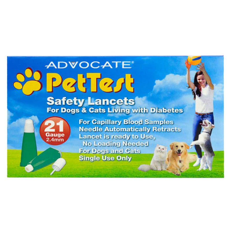 [Australia] - Pet Supplies Lancets For Diabetes Testing Dogs Cats 21 Gauge by Advocate Pet Test (100 Count) Diabetic Monitoring Blood Dog Cats Lancets Easy Pricker for Testing for Blood Glucose Diabetic Pets 