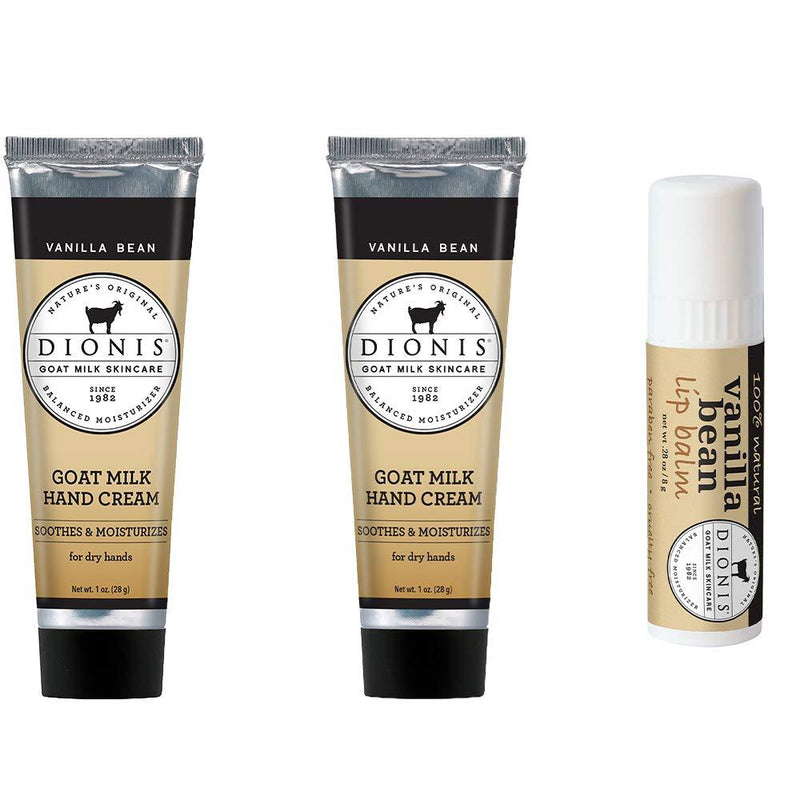 [Australia] - Dionis Goat Milk Hand Cream and Lip Balm 3 Piece Gift Set (Vanilla Bean, 3 Piece) 