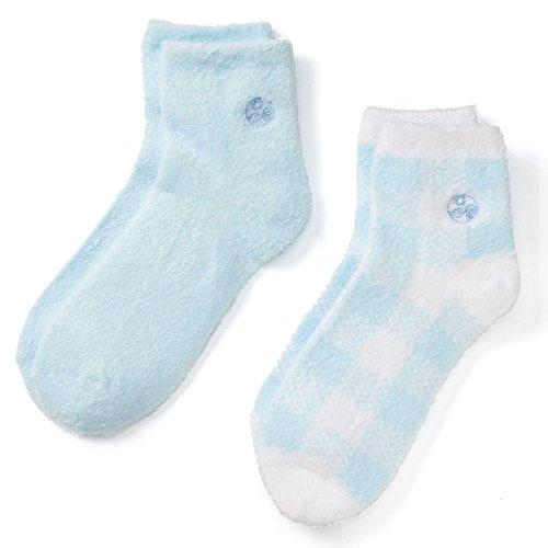 [Australia] - Earth Therapeutics Aloe Vera & Vitamin E Moisturizing Socks-2 Pack: Baby Blue/Plaid 