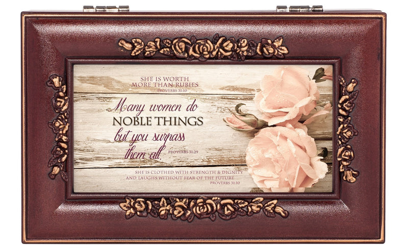 [Australia] - Cottage Garden Noble Woman Rosewood Finish Jewelry Music Box Plays Canon in D 