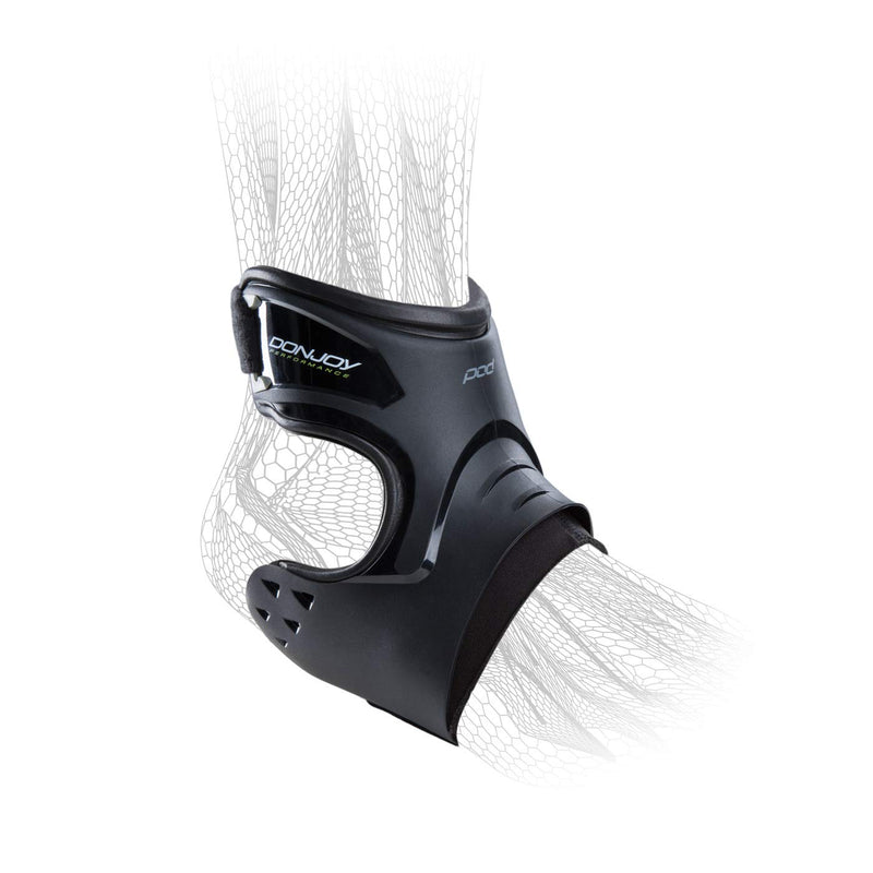 [Australia] - DonJoy Performance POD Ankle Brace, Best Support for Stability, Ankle Sprain, Roll, Strains for Football, Soccer, Basketball, Lacrosse, Volleyball Medium Right Foot Black 