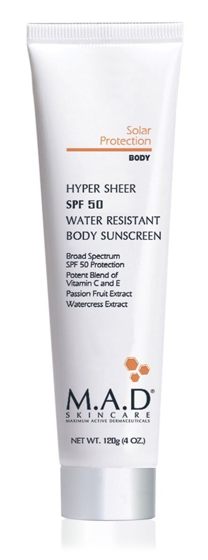 [Australia] - M.A.D SKINCARE SOLAR PROTECTION: Hyper Sheer SPF 50 Water Resistant Body Sunscreen - 120g 