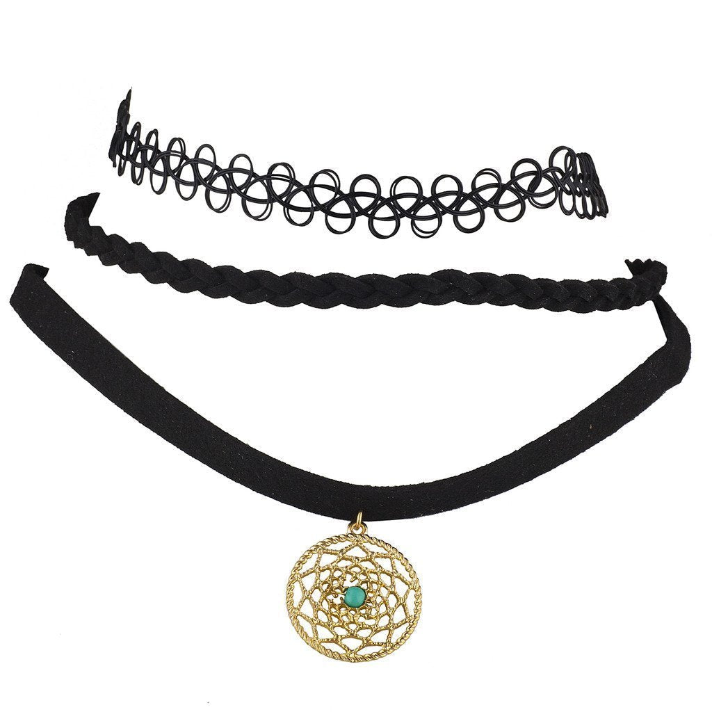 [Australia] - Lux Accessories Boho Dream Catcher Choker Set (3pc) 