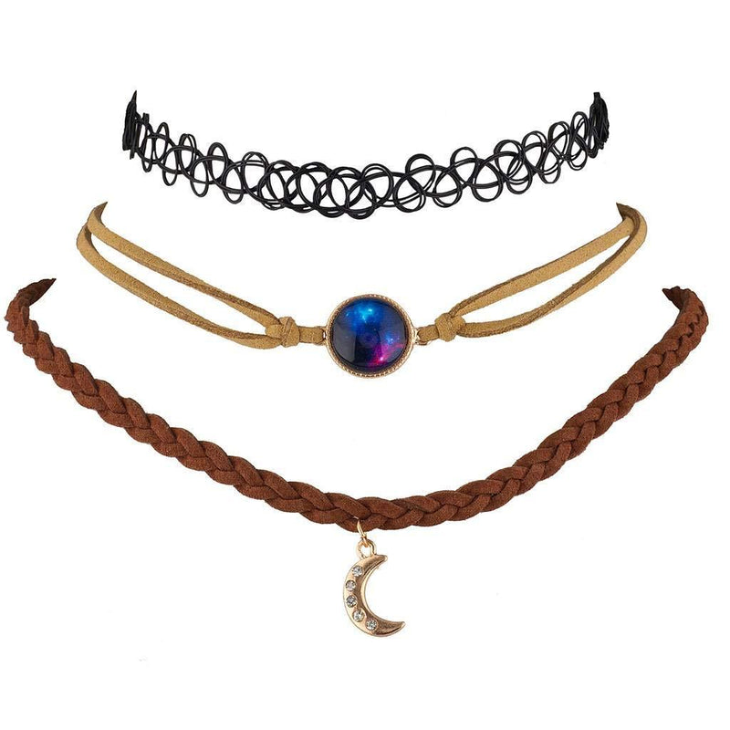 [Australia] - Lux Accessories Celestial Nebula Moon Choker Set (3pc) 