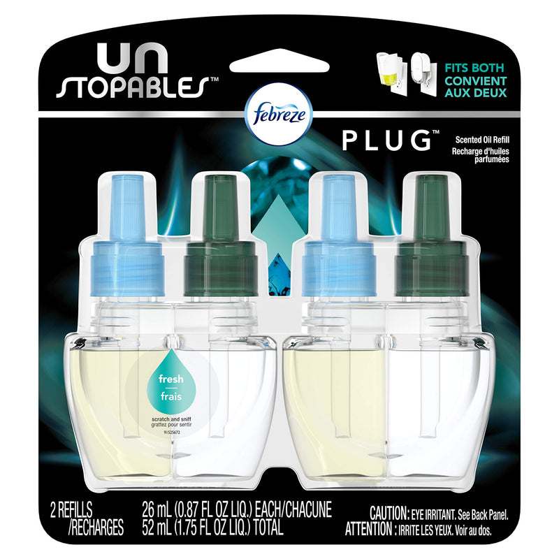 [Australia] - Febreze Plug in Air Fresheners, Unstopables Fresh, Odor Eliminator for Strong Odors, Scented Oil Refill (2 Count) 