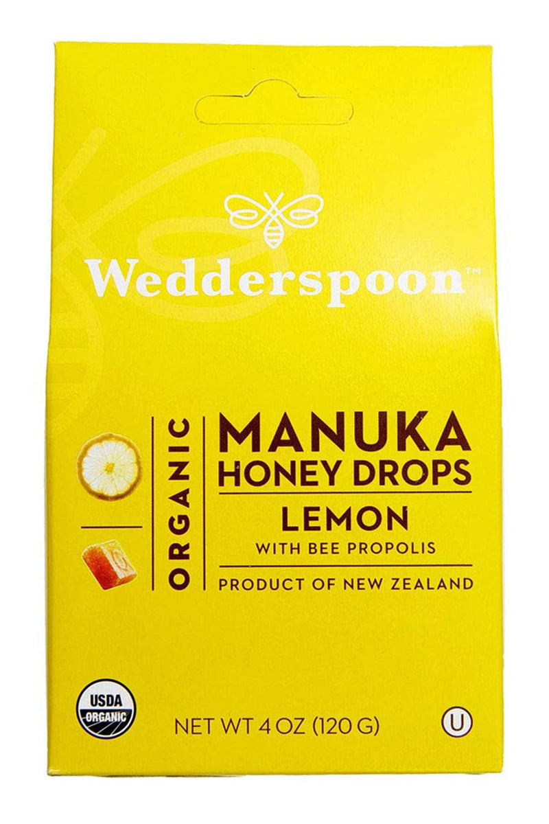 [Australia] - Wedderspoon Organic Manuka Honey Drops, Lemon & Bee Propolis, 4 Oz (Pack of 1) | Genuine New Zealand Honey | Perfect Remedy For Dry Throats 