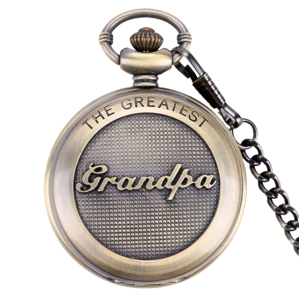 [Australia] - SwitchMe Retro Quartz Pocket Watch Japan Movement with Belt Clip Chain for Grandpa Bronze 