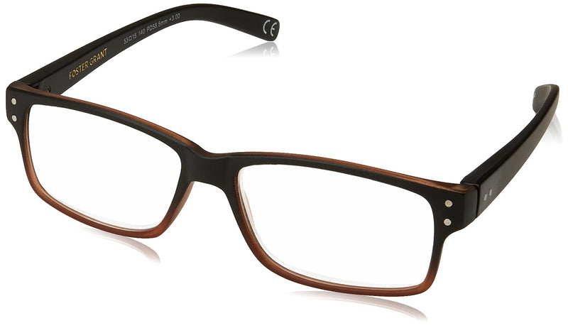 [Australia] - Foster Grant Men's Thomson Square Readers Brown/Transparent 1.5 x 