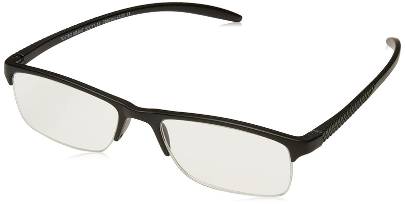 [Australia] - Foster Grant Men's Paolo Square Readers Black/Transparent 2.5 x 