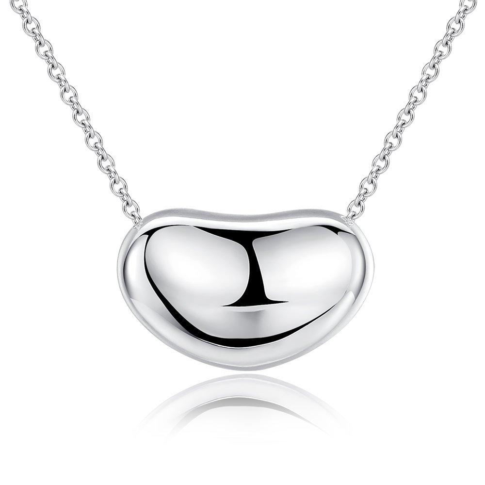 [Australia] - Ashley Jeweller .925 Sterling Silver Bean Charm Necklace Classic Forever 