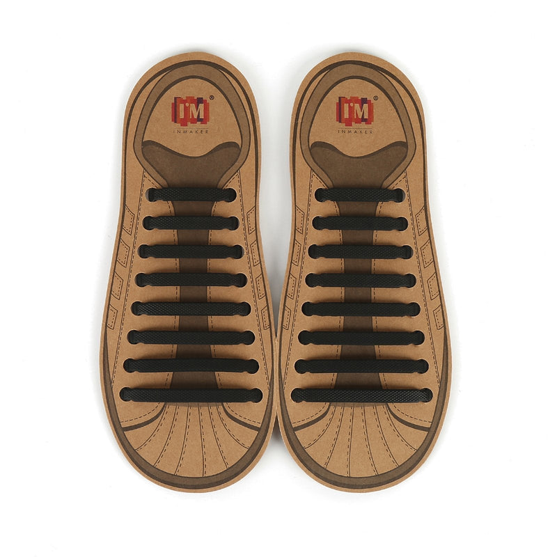 [Australia] - INMAKER No Tie Shoe Laces for Adults and Kids, Elastic Shoelaces for Sneakers, Rubber Silicone Tieless Laces Adults Plus Size Black 