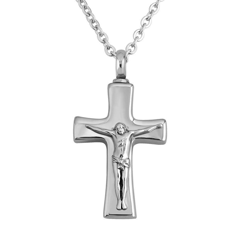 [Australia] - LuckyJewelry Urn Cremation Jewelry Christian Faith Jesus Cross Ashes Pendant Necklace for Memorial 