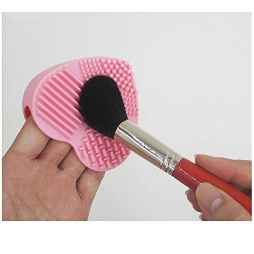 [Australia] - AKOAK Makeup Brush Cleaner Heart Shaped Silicone Multi Texture Surface Cosmetic Brushes Cleaning Necessary Tools Washing Brushegg (1pc,Pink) 