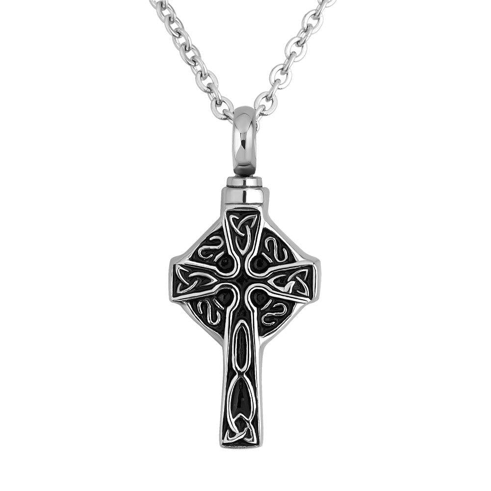 [Australia] - LovelyJewelry Mens Stainless Steel Cross Necklace for Ashes Cremation Keepsake Memorial Urn Pendant Necklaces 
