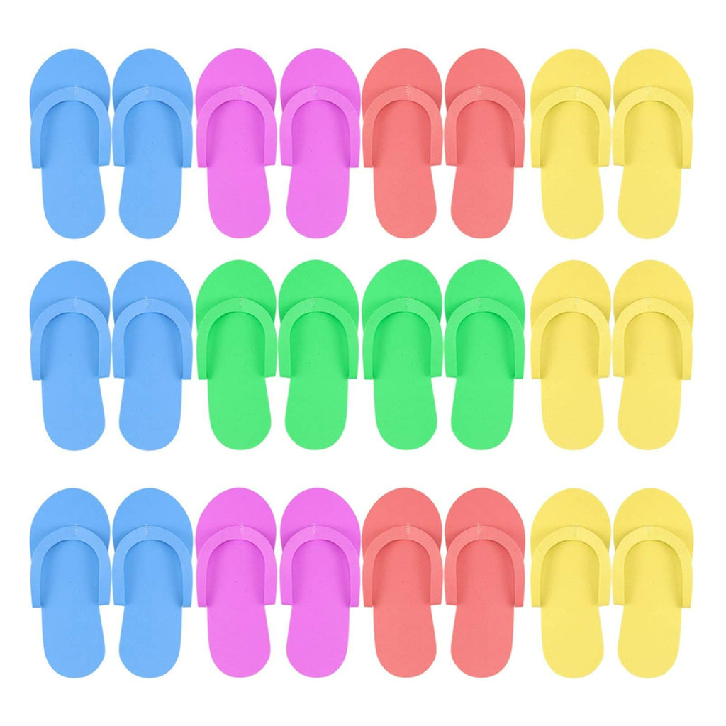 [Australia] - Hysagtek 12 Pairs Disposable Slippers Shower Sand Pedicure Beach Light Weight Foam Flip Flops, Sandals Random Color 