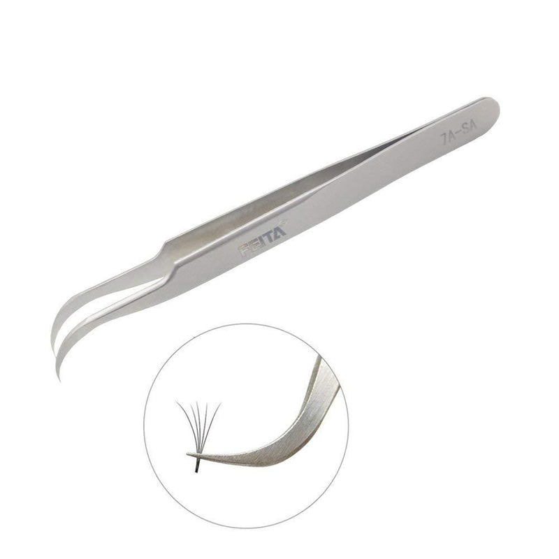[Australia] - Individual Eyelash Tweezers - FEITA Professional Stainless Steel Curved Tweezer Precision for 3D Volume Eyelash Extension (1 Pc) 