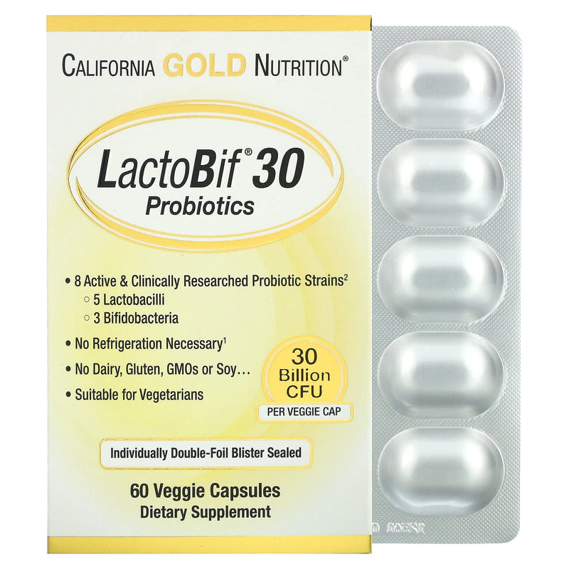 [Australia] - LactoBif Probiotics, 30 Billion CFU, 60 Veggie Capsules, California Gold Nutrition 