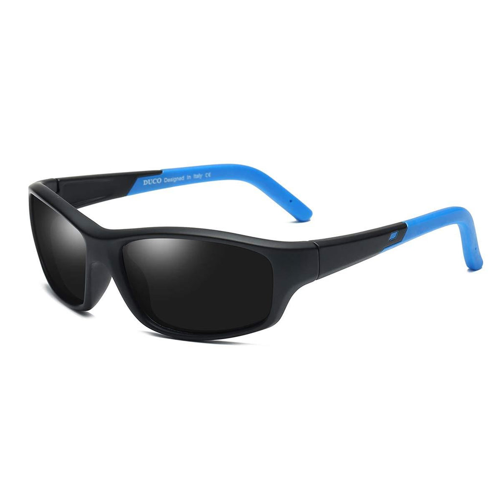 [Australia] - DUCO Kids Polarized Sunglasses for Boys and Girls Flexible Rubber Frame UV400 Protection K005 Black for Age 5-12 