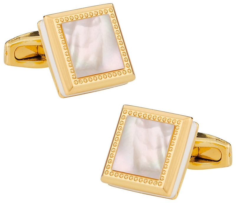 [Australia] - Cuff-Daddy Gold Mother of Pearl Square Cufflinks with Presentation Box 