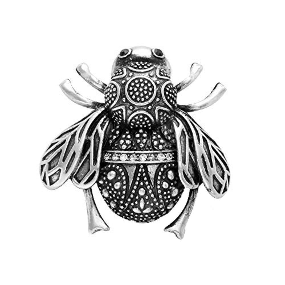 [Australia] - NOUMANDA Antique Silver Plated Bumble Bee Brooch Pin for Women 