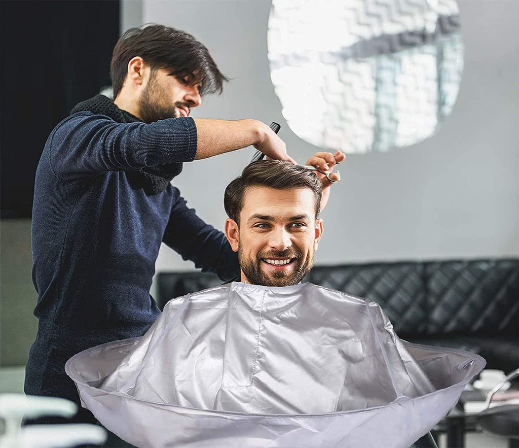 [Australia] - Hair Cutting Cloak Umbrella Cape Salon Barber Use at Home or Salon Stylist Hairdressing (Adult, Silvery) Adult 