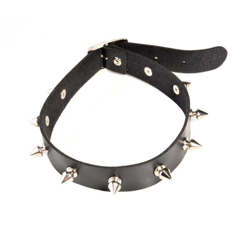 [Australia] - SUNSCSC Vintage Punk Goth Studded Rivet Pu Leather Collar Choker Necklace Black 