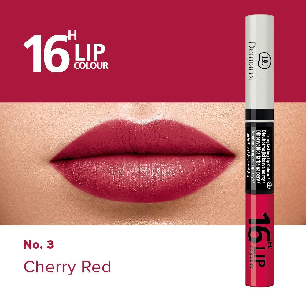 [Australia] - Dermacol DC 16-Hour Long-lasting Liquid Lipstick | Lip Plumper Balm & Colour Gloss | Beauty Cosmetics with Matte and Glitter Finish | Two-Phase Set | Non-drying formula | No.3 Cherry Red, 7.1 ml 