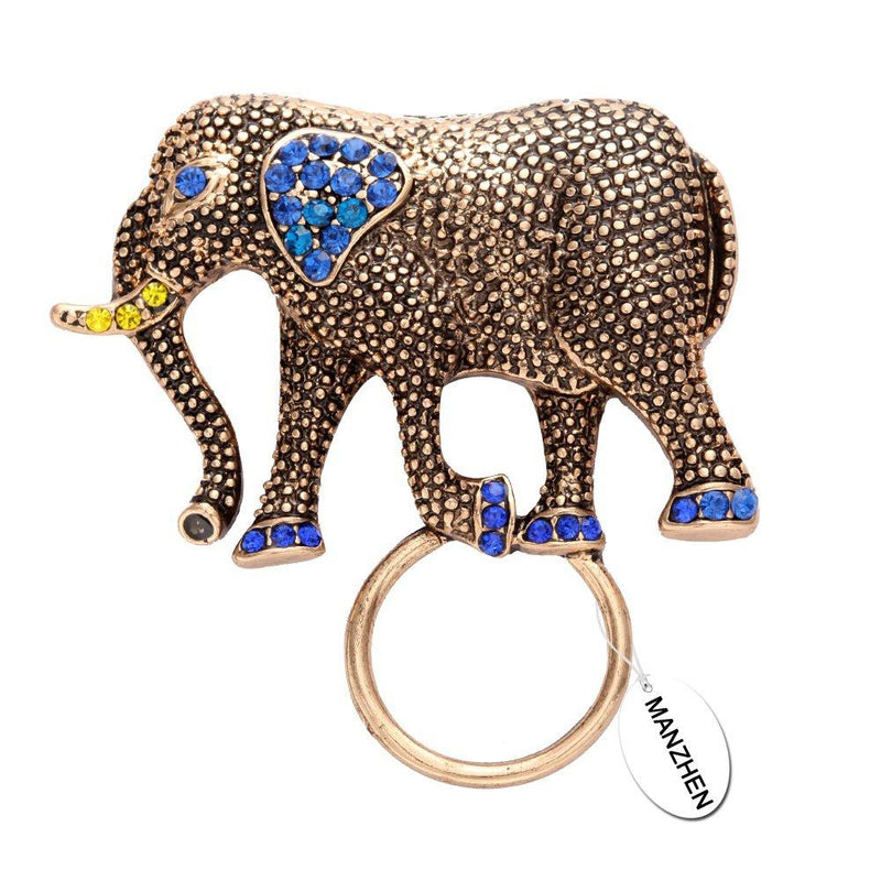 [Australia] - MANZHEN Natural Elephant Magnetic Eyeglass Holder Crystal Brooches for Shirt Blue 