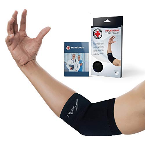 [Australia] - Doctor Developed Copper Elbow Brace & Elbow Support Sleeve and Doctor Written Handbook —Guaranteed Relief for Tennis Elbow, Golfers Elbow, Arthritis, Elbow Compression & Support (Large) Large (Pack of 1) 