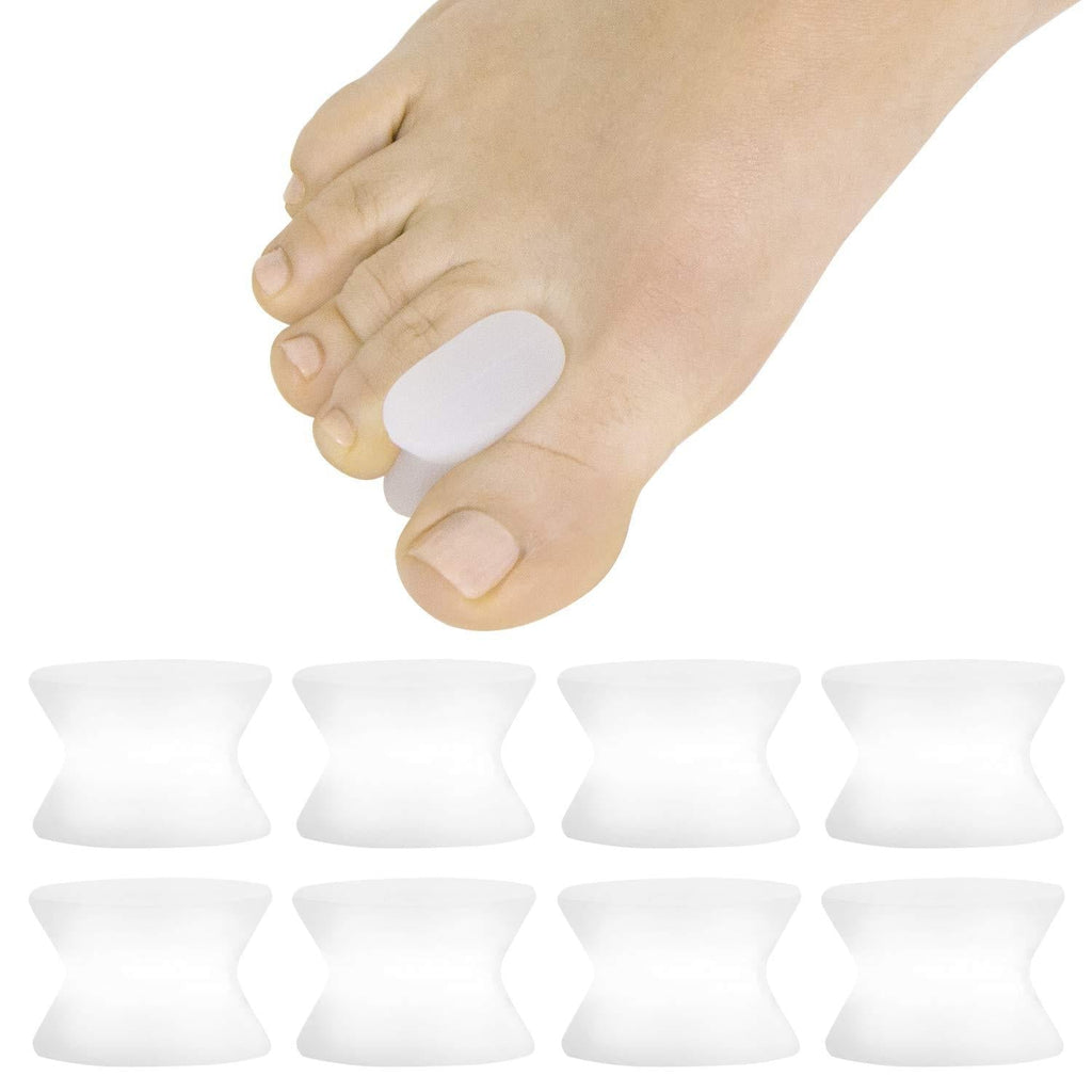 [Australia] - ViveSole Toe Spacer Separators (8 Pieces) - Silicone Gel Spreaders for Men, Women - Bunion Pain Relief, Toe Alignment Corrector, Pedicure Aid - Straighten Overlapping Toes - Orthotic Straightener 