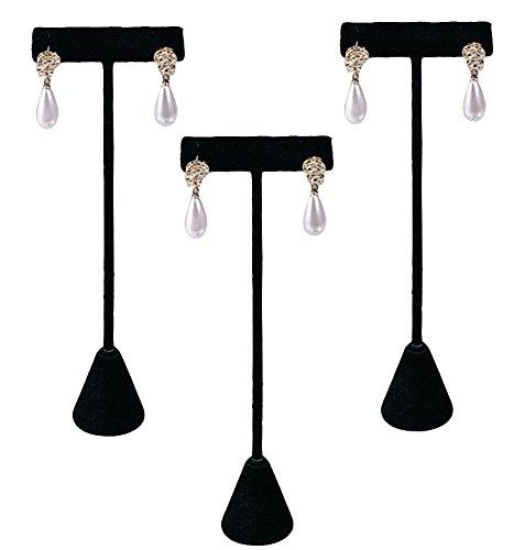 [Australia] - 888 Display USA - 3 Black Velvet Earring T Stand Showcase Displays (4.75" (3 Pack), Black Velvet) 
