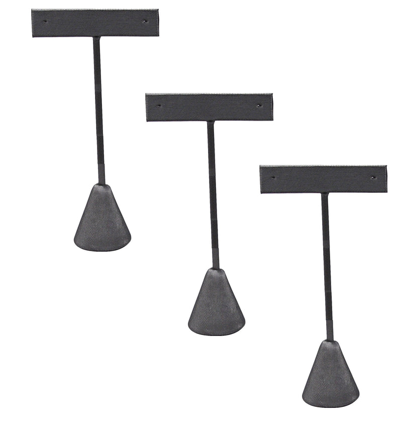 [Australia] - 888 Display USA - 3 Steel Grey Faux Leather Earring T Stand Showcase Displays (5.75" (3 Pack), Steel Grey Leatherette) 