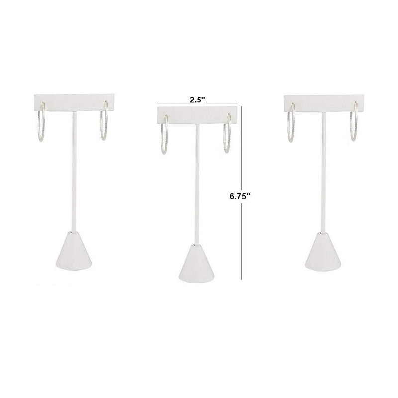 [Australia] - 888 Display USA - 3 White Leatherette Earring T Stand Showcase Displays (6.75" (3 Pack), White Leatherette) 