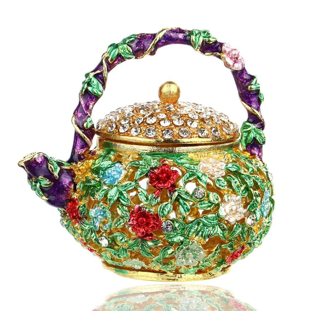 [Australia] - YUFENG Mini Teapot Trinket Box Hinged For Girls Ring Holder Handmade Ring Holder Dish Decorated (teapot) 
