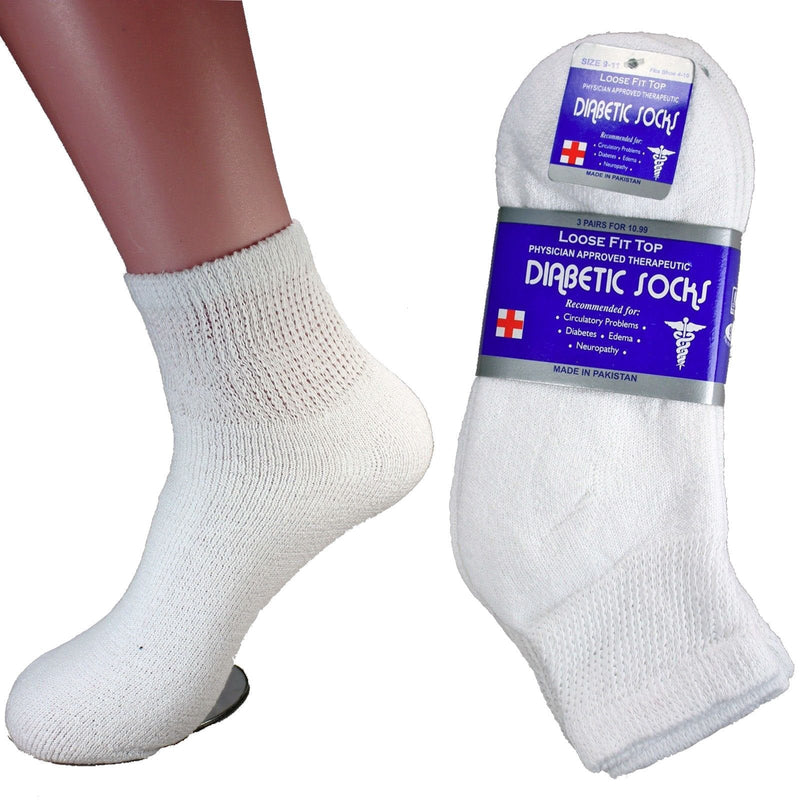 [Australia] - L&M® Diabetic Socks Ankle Unisex 9-11, 10-13, 13-15 Black White 12 Pairs (White, 10-13) 