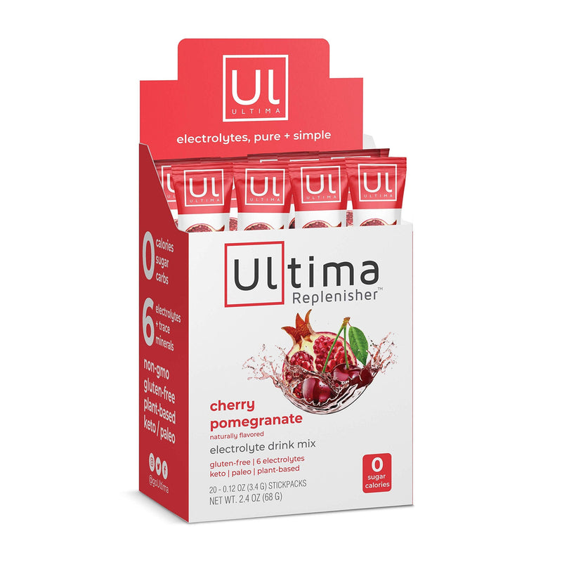 [Australia] - Ultima Replenisher Hydrating Electrolyte Powder, Cherry Pomegrante, 20 Count Box, no Sugar, no Carbs, no Calories, Keto, Gluten-Free, Non-GMO, Vegan 