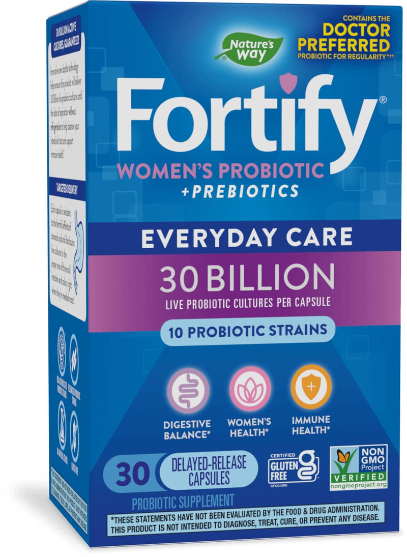 [Australia] - Nature’s Way Fortify Women’s 30 Billion Daily Probiotic Supplement, 10 Strains, Digestive Health*, Immune Support*, No Refrigeration, 30 Capsules Women's Probiotic 