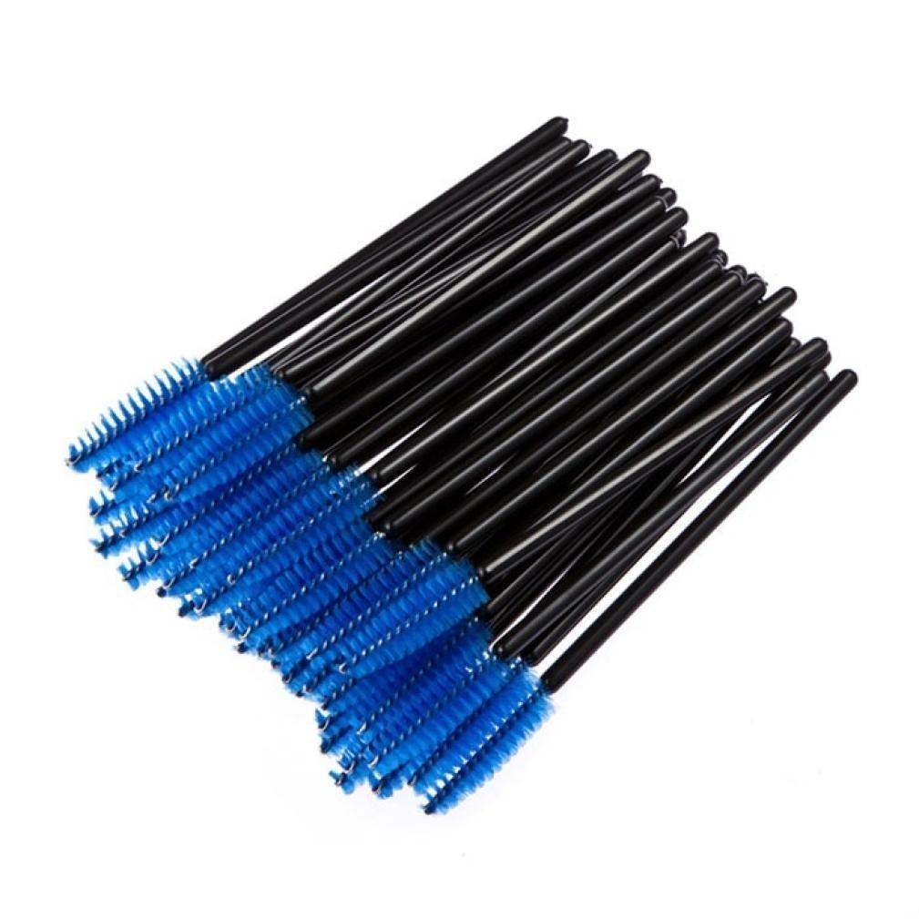 [Australia] - 50 Pcs Disposable Mini Eyelash Eye Lash Makeup Brush Mascara Wands Applicator Blue 