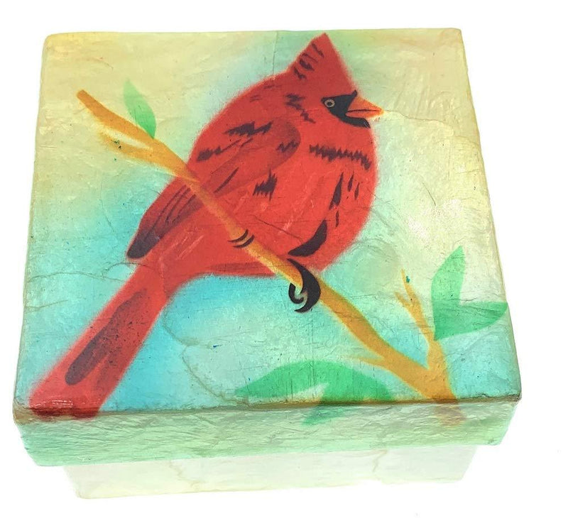 [Australia] - Kubla Craft Cardinal Capiz Shell Keepsake Box, 3 Inches Square 