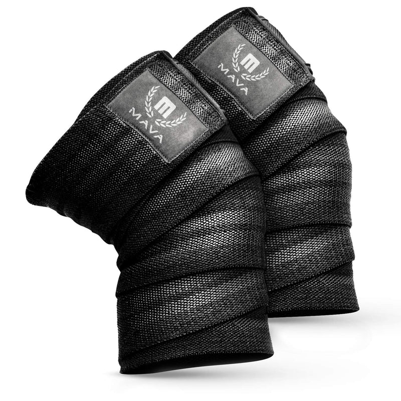 [Australia] - Mava Sports Knee Wraps for Cross Training WODs Compression & Elastic Support Black 