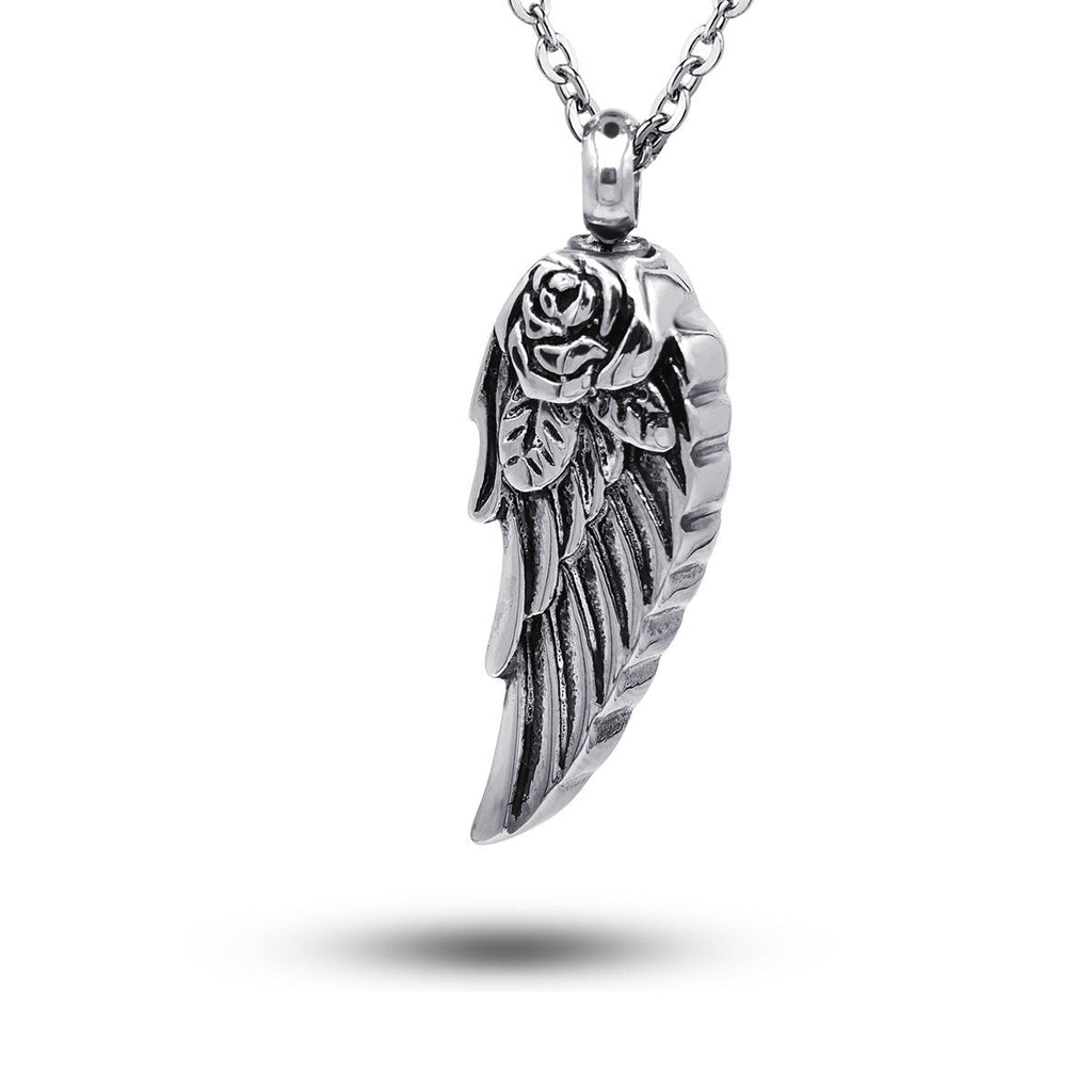 [Australia] - COCO Park Stainless Steel Angel Wing Ash Pendant Cremation Jewelry Urn Necklace Keepsake Style 1 